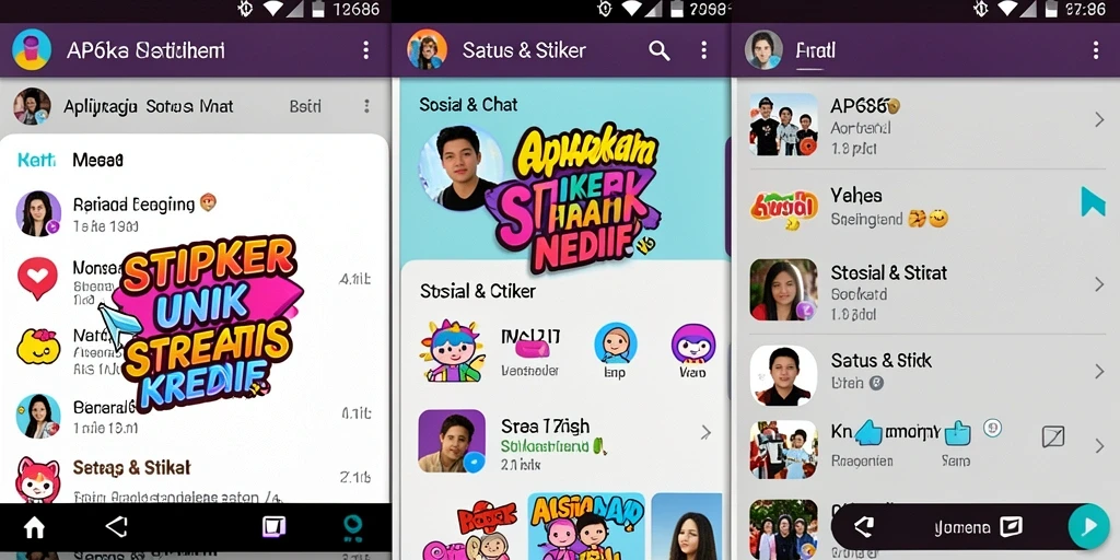 Antarmuka AP686 menampilkan beragam stiker menarik dan status kreatif.