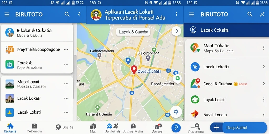 Tampilan antarmuka BIRUTOTO menampilkan fitur pelacakan lokasi secara real-time.
