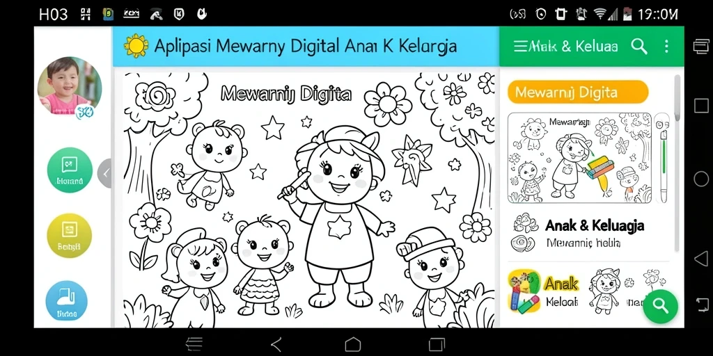 Antarmuka mewarnai digital H03 yang ramah dan menarik.