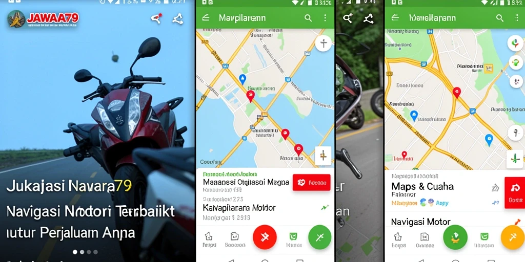 Tampilan antarmuka JAWARA79 untuk navigasi motor yang jelas dan informatif.