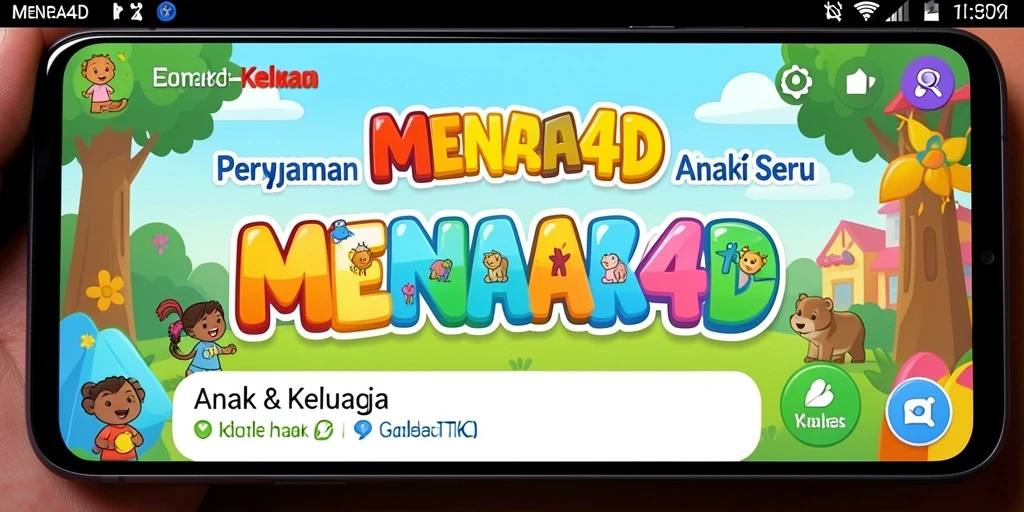 Antarmuka menarik dan ceria dari MENARA4D untuk anak-anak.