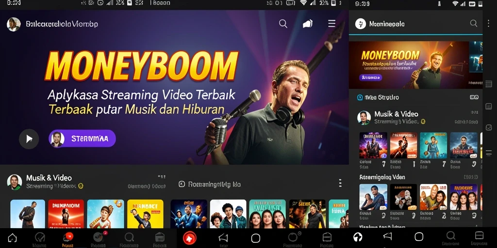 Tampilan antarmuka aplikasi MONEYBOOM yang menarik dan fungsional.